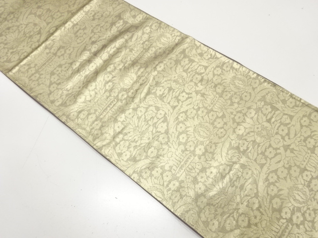 アンティーク　花更紗模様織り出し袋帯（着用可）
